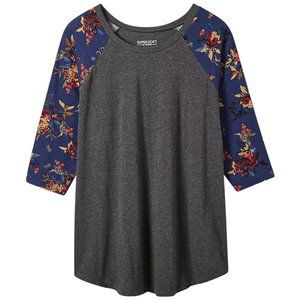 TORRID Size 0 / LARGE / 12 Super Soft Raglan 3/4 Sleeve Classic T-Shirt NEW